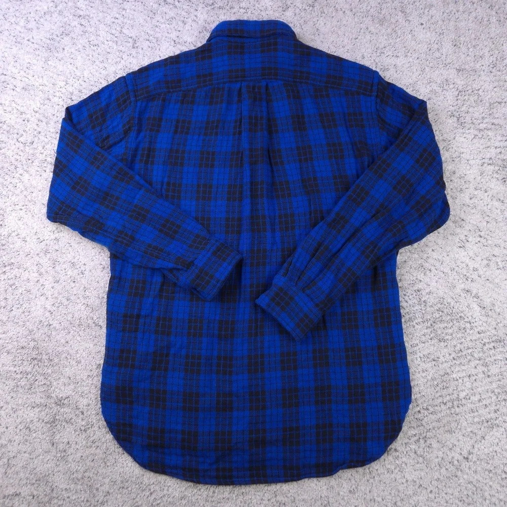 Polo Ralph Lauren Shirt Mens Small Flannel Long Sleeve Button Plaid Check Blue